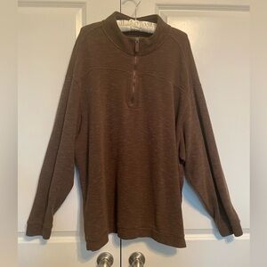 Roundtree & Yorke Men's Pullover Sweater 1/4 Zip Brown 100% Cotton Size 3XB